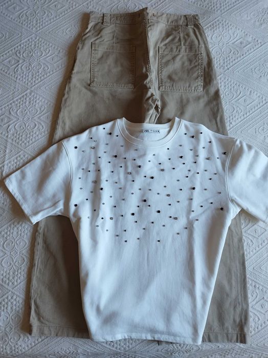 Zara дънки и блуза с камъни до 170 см