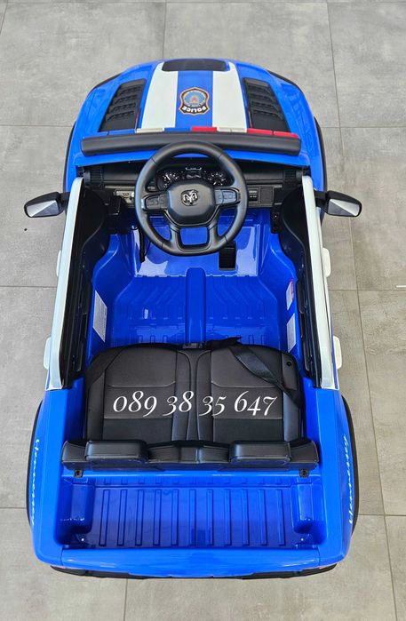 ТОП ЦЕНАНОВО!Акумулаторен джип RAM POLICE BLUE с 12V батерия,EVA гуми,сигнални светлини,,USB,дистанционно