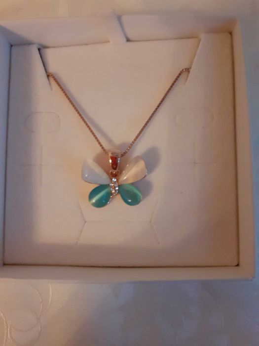 Колие пеперуда 18 К розово позлатяване SWAROVSKI CRYSTALS