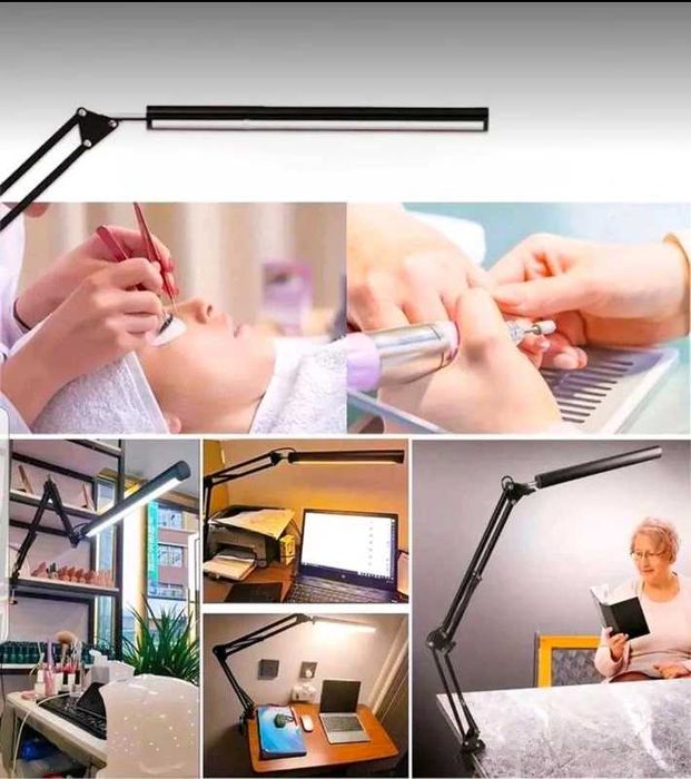 Lampă de birou LED reglabilă cu braț rotativ și clemă