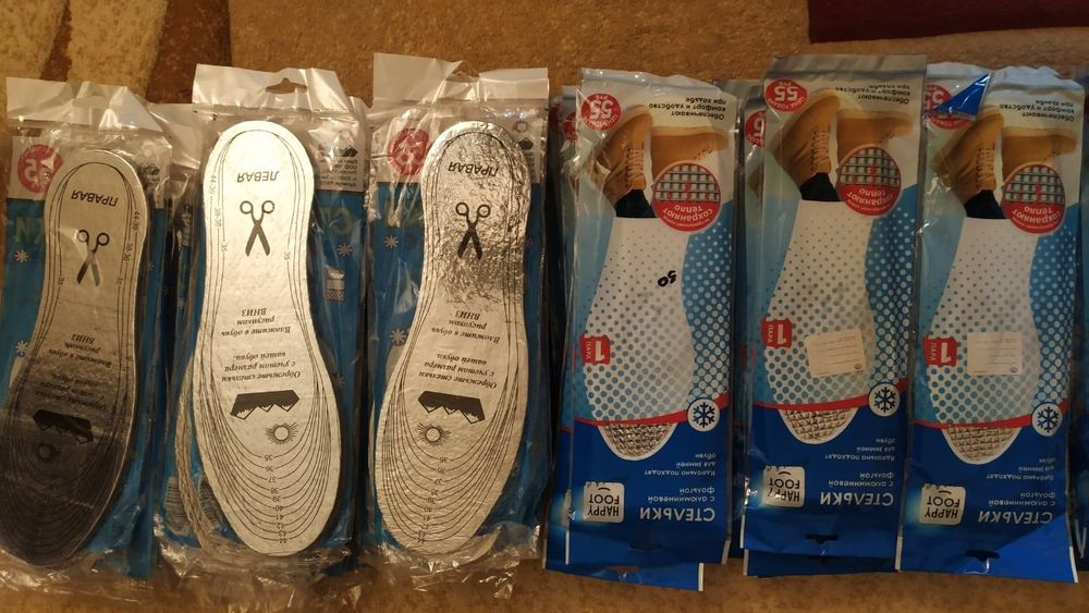 Стельки для спортивной и простой обуви и холодной зимней погоды. Новые