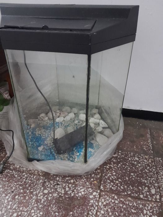 Acvariu hexagonal cu pompă de oxigen