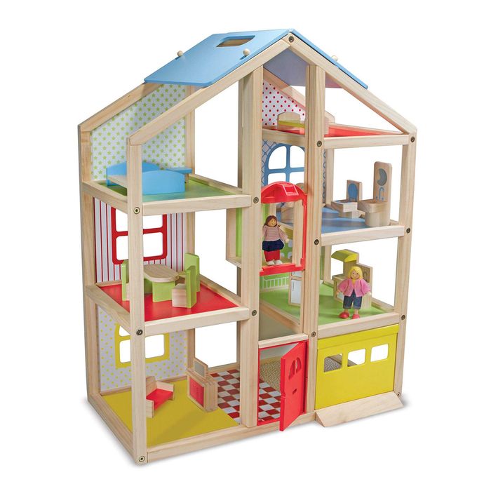Дървена къща за кукли с обзавеждане и асансьор Melissa and Doug