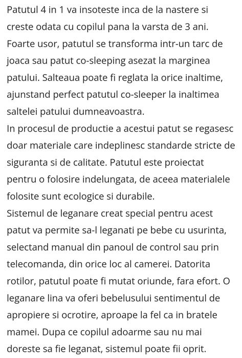 Vând patut,folosit doar 2 săptămâni!