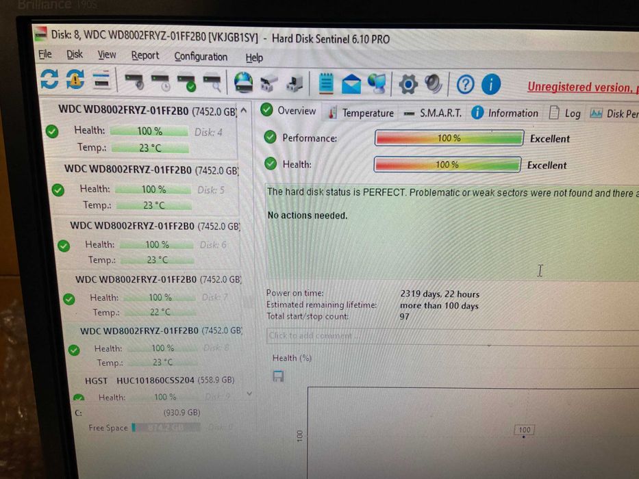 WD Gold 8TB 7.2K SATA 3.5" 6Gb/s HDD хард диск - 100% Health
