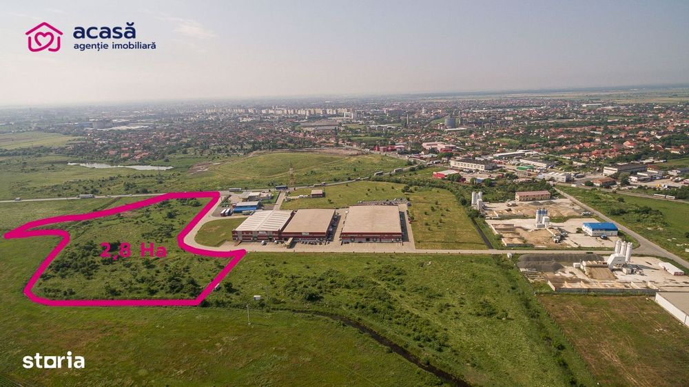 Teren industrial 28812 mp în Parcul Industrial UTA2 Arad