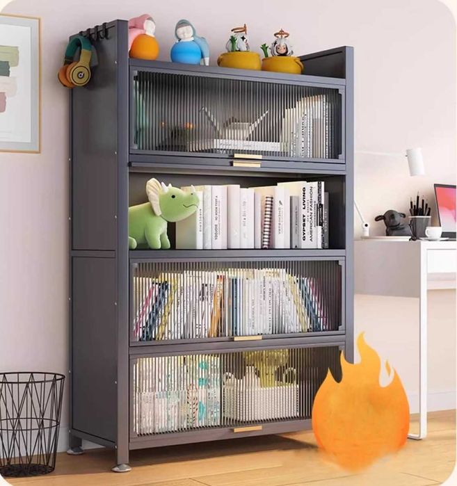 Металлический книжный шкаф— откидные дверцы, экологичное покрытие