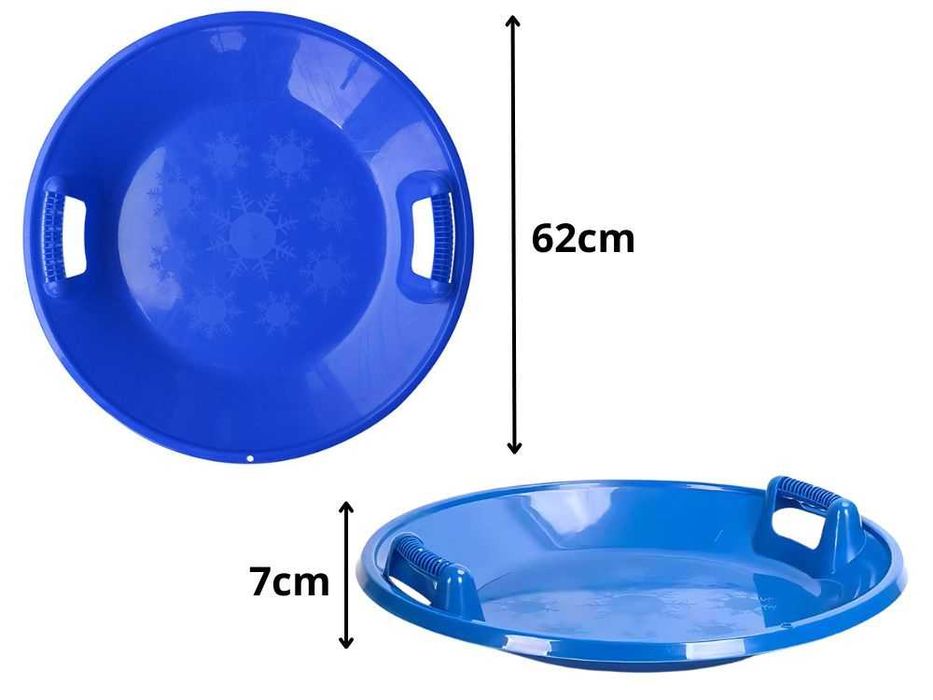 Sanie tip farfurie rotunda din plastic pentru zapada cu manere 62cm