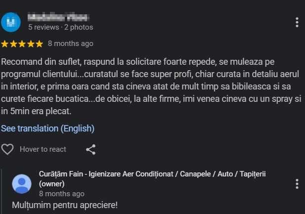 Igienizare Aer Condiționat cu aburi - Curățare Canapele - Saltele - Scaune