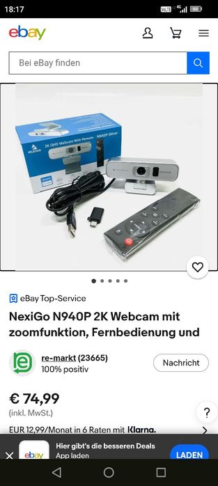 NexiGo N940P 2K Webcam mit zoomfunktion, Fernbedienung und