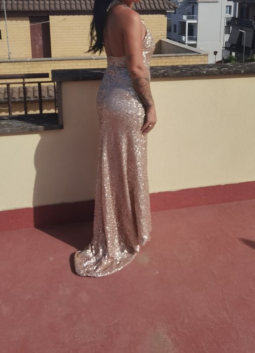 Официална рокля златни паети