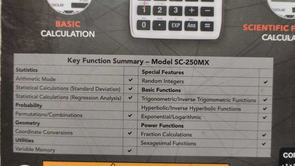 Научный калькулятор SCHOLAR SC-250mx - Германия