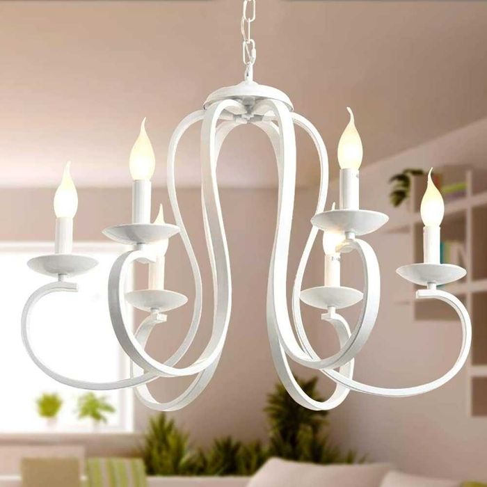 Античен полилеи, висяща със свещ, винтидж, желязна, френски селски