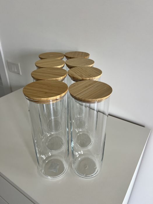 8 Borcane sticla cu capace din bambus Ikea
