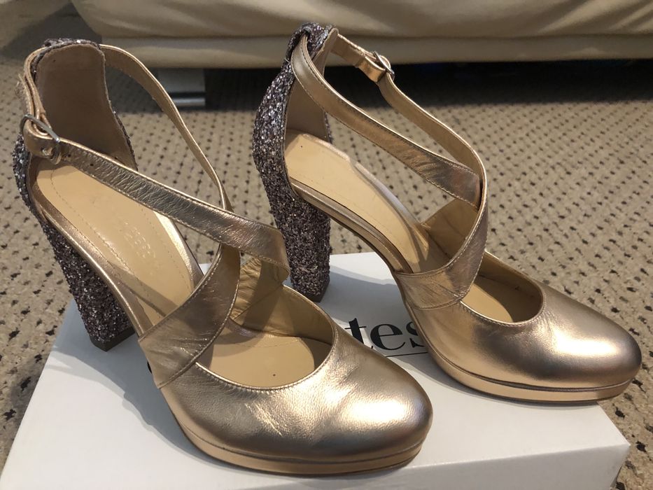 Pantof/sandale mireasa petrecere arămiu metalic Noi Yvettes marimea 37
