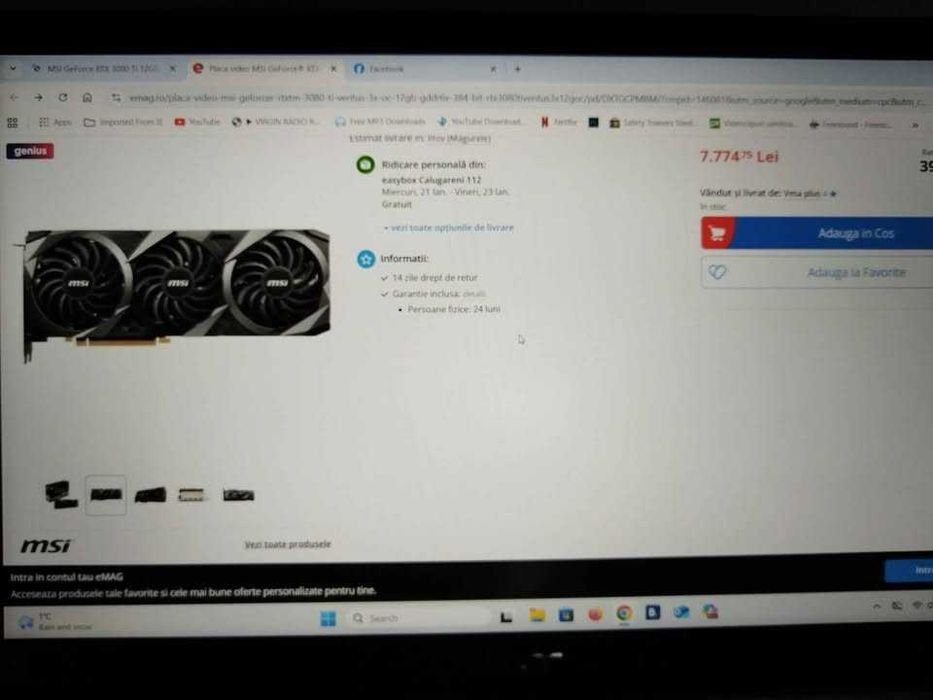 Placa video MSI GEFORCE RTX 3080 Ti ventus 3x 12g