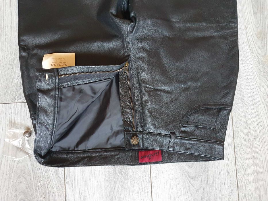 Pantaloni de piele AVITAMO (rock, motor) - Marimea 42 (Talie 80 cm)