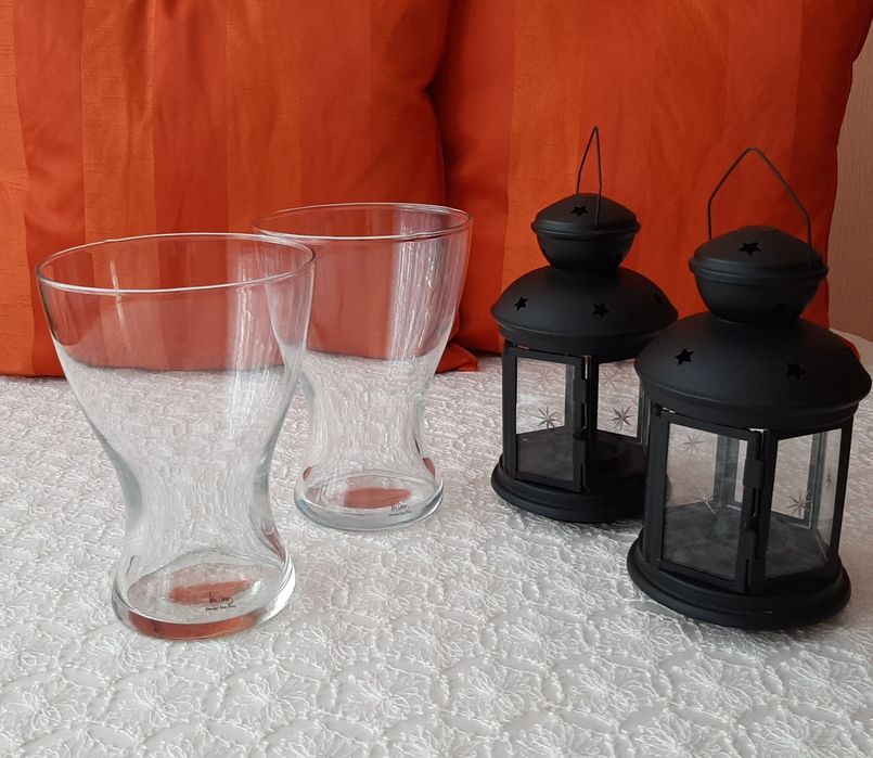 Фонари -подсвечники. 2шт. Подсвечники белые керамика 2шт. Свечи..белые