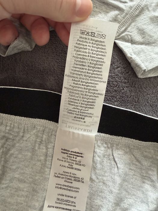 Trussardi set 2 boxeri gri cu banda elastica alba marimea L noi