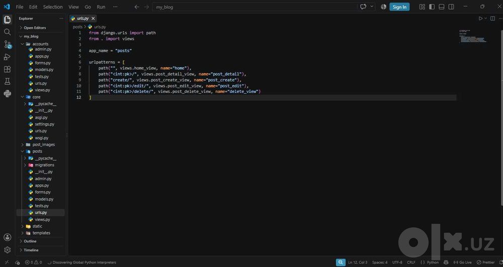 Создание сайтов на Django и Python под ключ