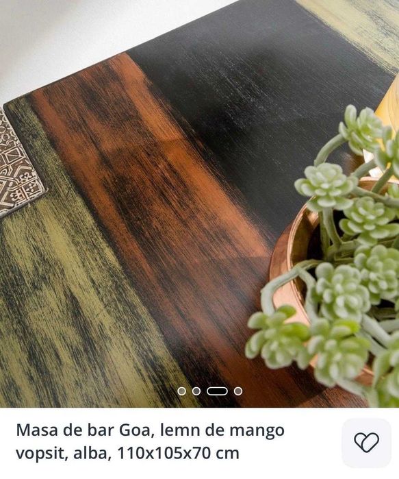 Masa de bar Goa, lemn de mango , 110x105x70 cm
