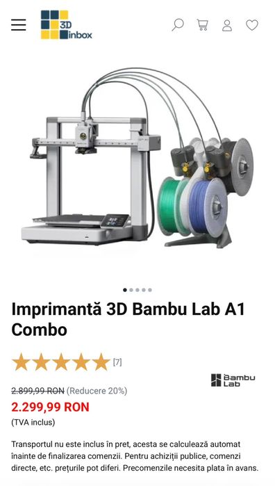 Bambu Lab A1 Combo – SIGILATĂ / NOUĂ