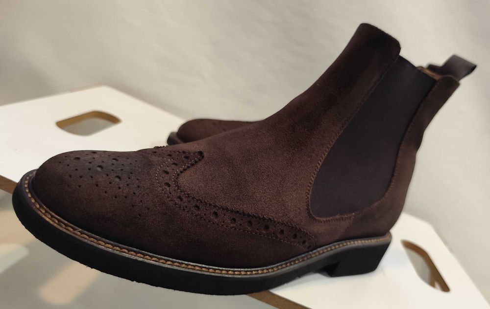 Ghete chelsea 39 brogue Lav Artigianale piele naturala suede moale