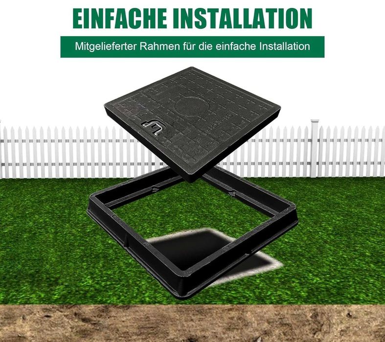 Capac si rama pentru camin 45x45 cm, din plastic ranforsat cu fibra de sticla (FRP), NOU, Factura