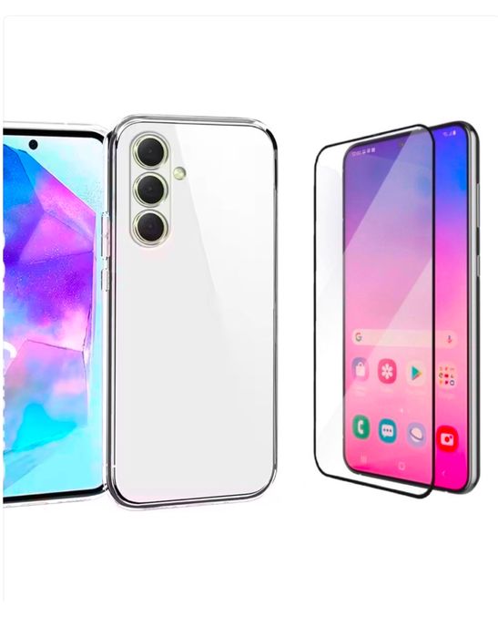 Samsung A04/A14/A15/A16/A36/A56  Husa Tpu Black/Clear + Folie Sticla