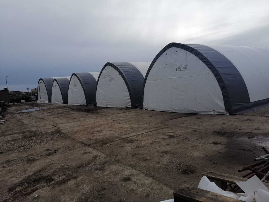 Полукръгла индустриална палатка 6,1 x 12,8 x 3,66 м за селско стопанство, съхранение на бали