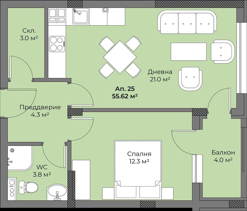 Продава се Двустаен апартамент в Пловдив, Беломорски - 55 кв.м за 881 €/кв.м - Снимка #5