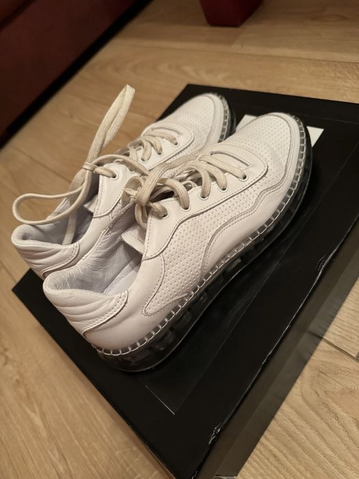 Сникърси бели, прозрачна подметка, естествена кожа, размер 38
