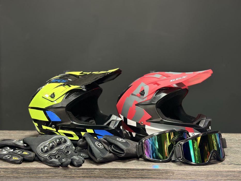 АКЦИЯ!!! Мото Шлем Фулфейс в Подарок Перчатки+Очки+Балаклава! Акция!!!