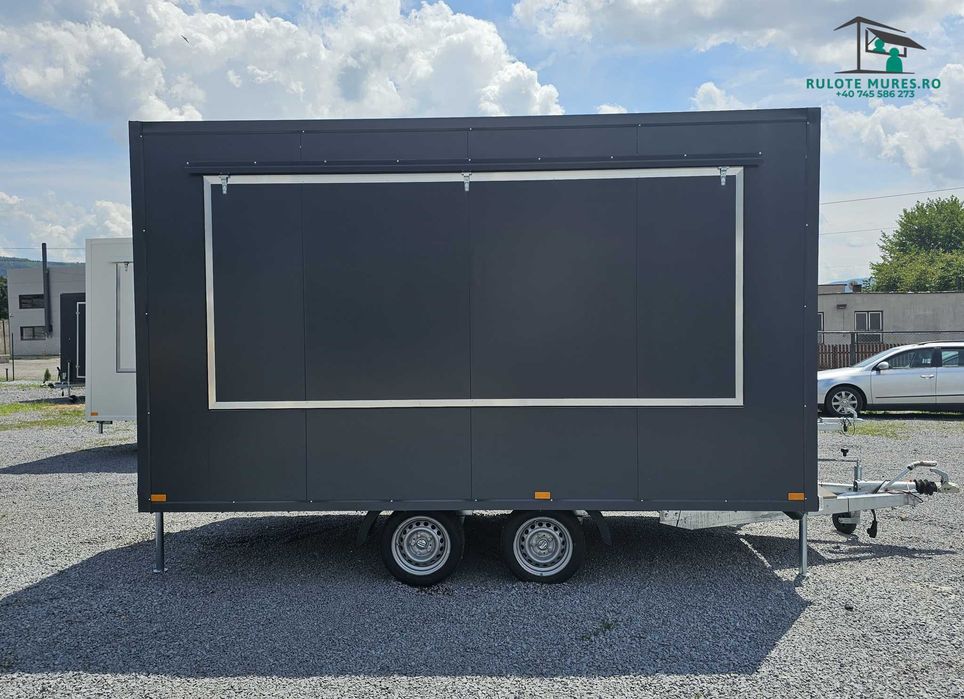 Rulota comerciala,FAST FOOD, FOOD TRUCK! L->4M ,2 AXE - PE STOC !