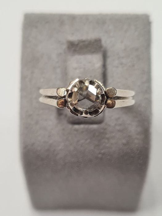 Inel dina aur alb 18k, cu diamant natural, IAU839