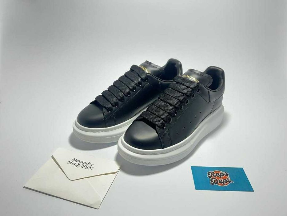 Alexander McQueen Black Leather White Sole