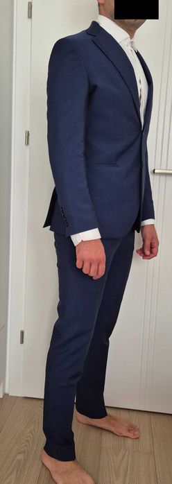 Costum bluemarin Bigotti 48 slim fit stare foarte buna + camasa cadou