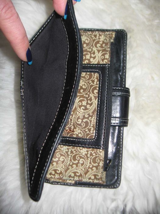 Fossil голям дамски кожен портфейл естествена кожа