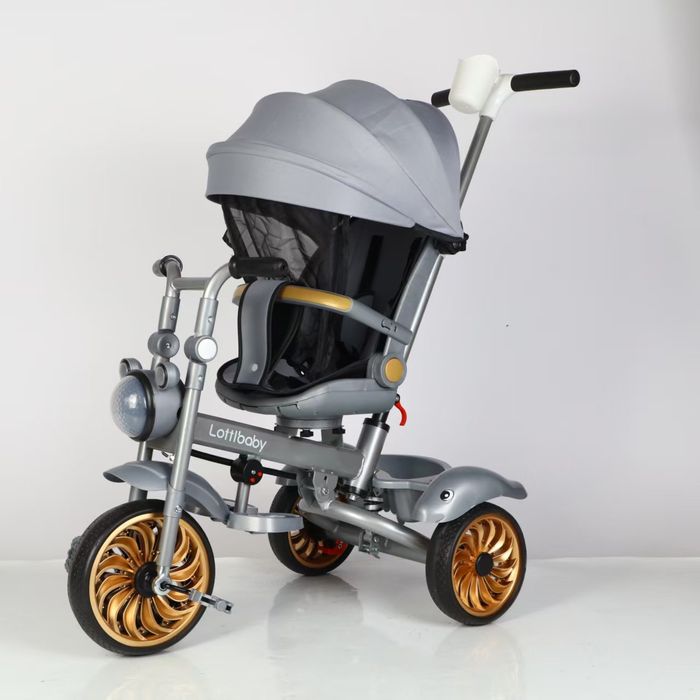 Трёхколёсный велосипед-каталка Lottibaby с козырьком — премиум колёса