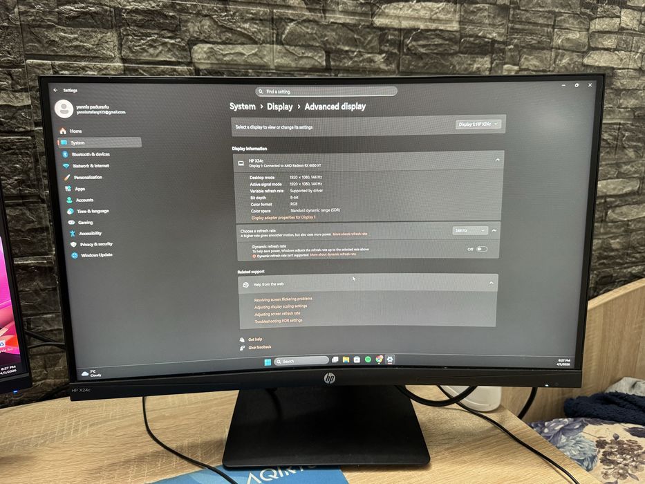 Monitor HP 144 HZ 0.5 ms