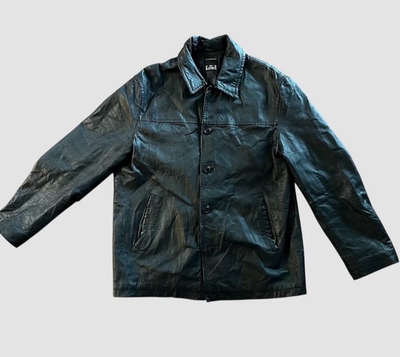 Дизайнерско мъжко черно кожено яке,Marc Kostner,сако,блейзър Л размер