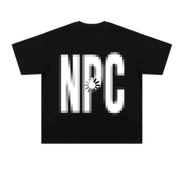 Оверсайз футболка Y2K с принтом "NPC", 100% хлопок, унисекс