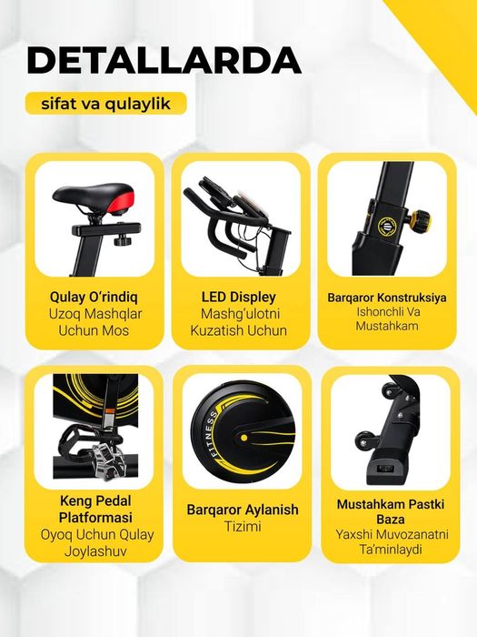 Velotrenajor RUNEX 
3 oy kafolati bilan
Rangi: sariq Va qora
