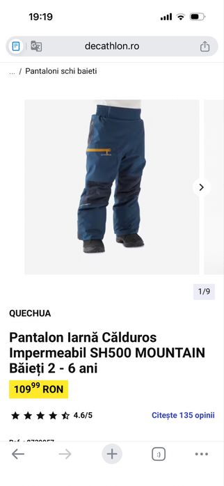 Costum ski copii - varsta 2-3 ani, NEPURTAT !!