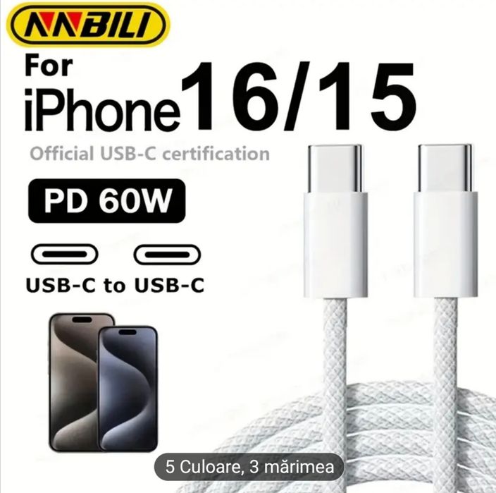 Încărcător  60W Anti-Rupere – Compatibil iPhone 15/17