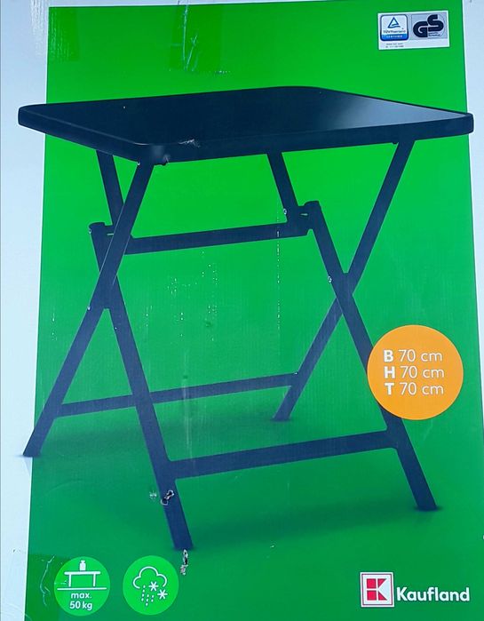 Masa pliabila din Aluminiu cu blat din sticla 70x70x70 NOUĂ - 180 Lei