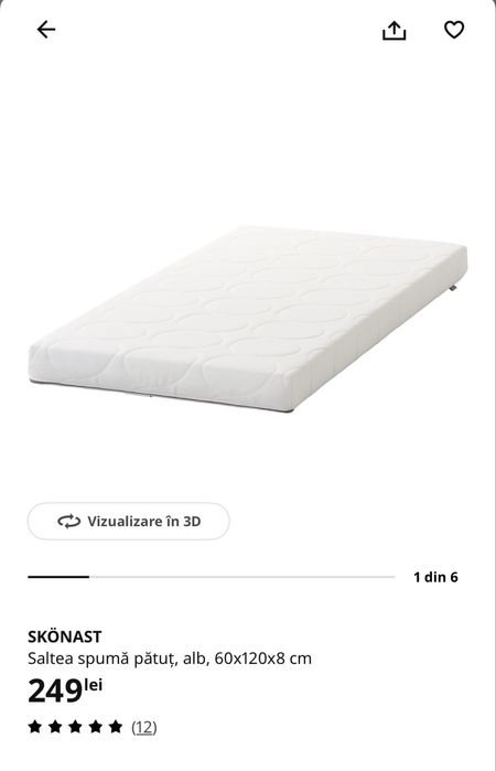 Patut IKEA Gulliver si saltea IKEA Skonast 120x60