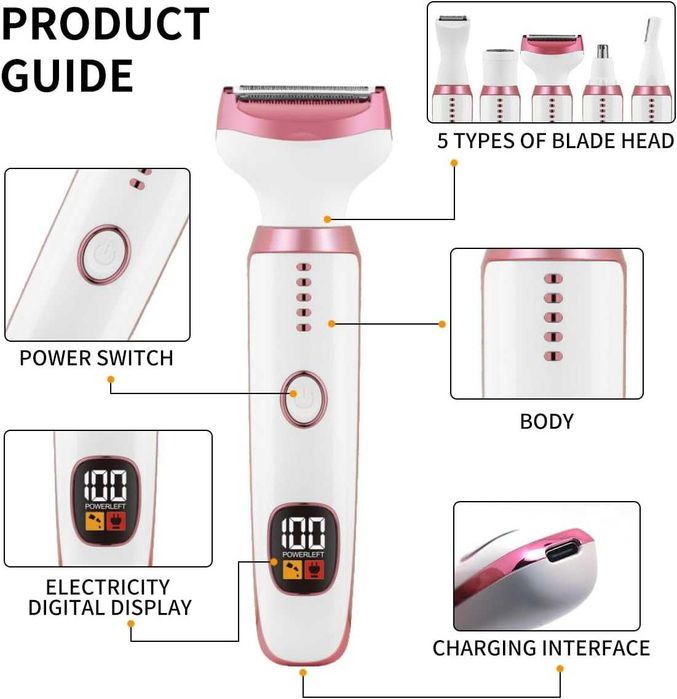 Epilator Electric Multifunctional 5 in 1 VALA® Women