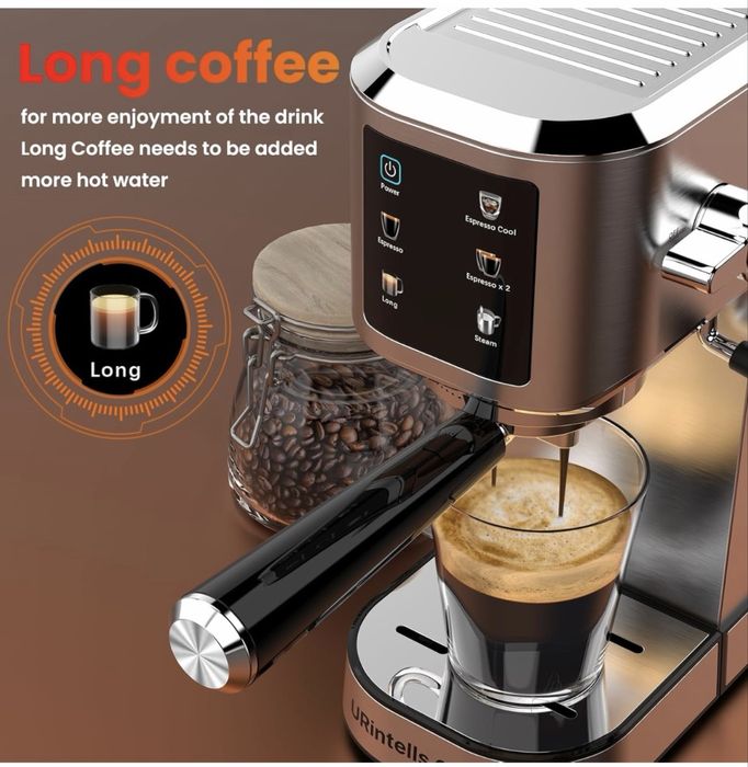 Капучино Еспресо машина 20 бара, сензорен екран, лате, капучино,