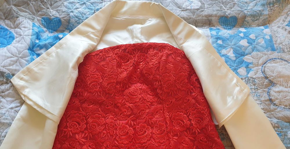 Официална дамска рокля в червен цвят+болеро